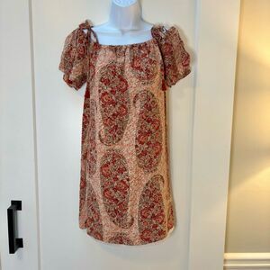 Madewell off shoulder red and pink paisley dress woman’s size M